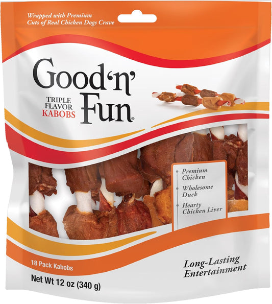 Good'N'Fun Triple Flavored Rawhide Kabobs for Dogs